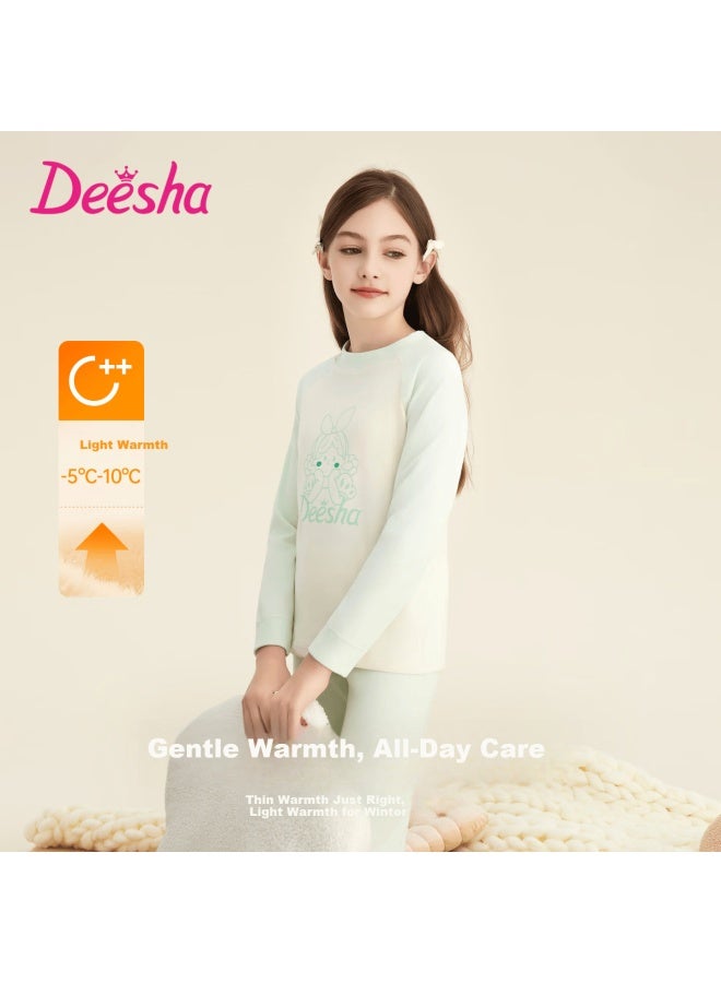 Deesha Antistatic Cationic Warmth Technology 7a Antibacterial Children's Autumn Thermal Underwear Set Girls' Pajamas - Image 1
