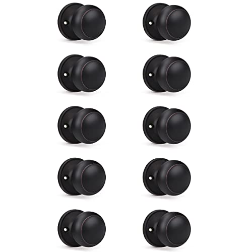 KNOBWELL 10 Pack Oil Rubbed Bronze Dummy Door Knob Single Side Closet Door Knob Set, Interior Door Knobs, Easy Installation - Image 1