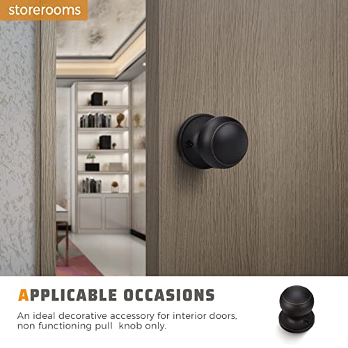 KNOBWELL 10 Pack Oil Rubbed Bronze Dummy Door Knob Single Side Closet Door Knob Set, Interior Door Knobs, Easy Installation - Image 3