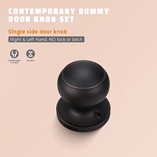 KNOBWELL 10 Pack Oil Rubbed Bronze Dummy Door Knob Single Side Closet Door Knob Set, Interior Door Knobs, Easy Installation - Image 2