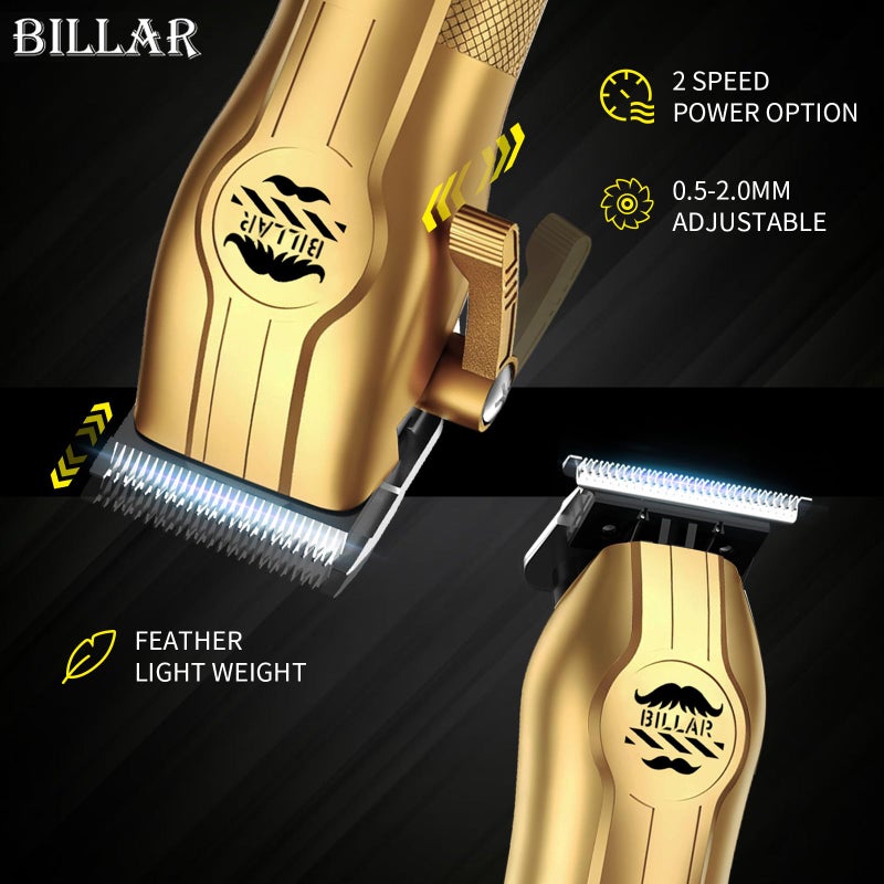 BILLARÂ® Professional Barber Clippers and Trimmer Set - Foil Shaver Professional Hair Clippers for Men, Mens Cordless Hair Clipper for Barbers Haircut Kitï¼ˆGoldenï¼‰ - Image 2