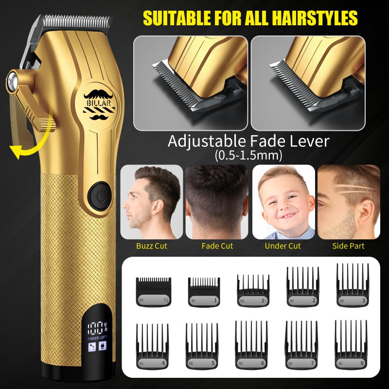BILLARÂ® Professional Barber Clippers and Trimmer Set - Foil Shaver Professional Hair Clippers for Men, Mens Cordless Hair Clipper for Barbers Haircut Kitï¼ˆGoldenï¼‰ - Image 4