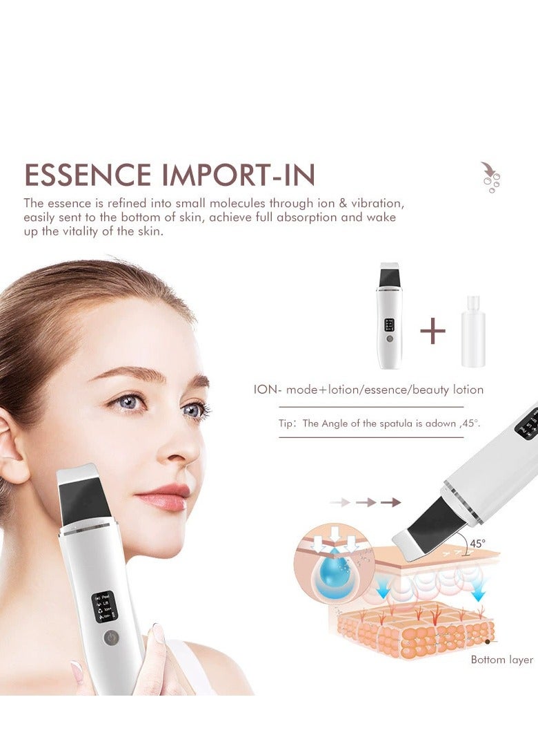 جهاز تنظيف البشرة ، أداة مزيل الرؤوس السوداء مع قاعدة قابلة لإعادة الشحن ، شاشة LCD ، مكشطة الجلد بالموجات فوق الصوتية أدوات العناية بالبشرة للتنظيف العميق للوجه - 4 أوضاع - Image 2
