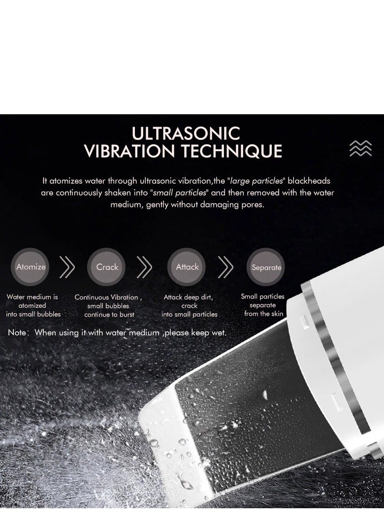 جهاز تنظيف البشرة ، أداة مزيل الرؤوس السوداء مع قاعدة قابلة لإعادة الشحن ، شاشة LCD ، مكشطة الجلد بالموجات فوق الصوتية أدوات العناية بالبشرة للتنظيف العميق للوجه - 4 أوضاع - Image 3
