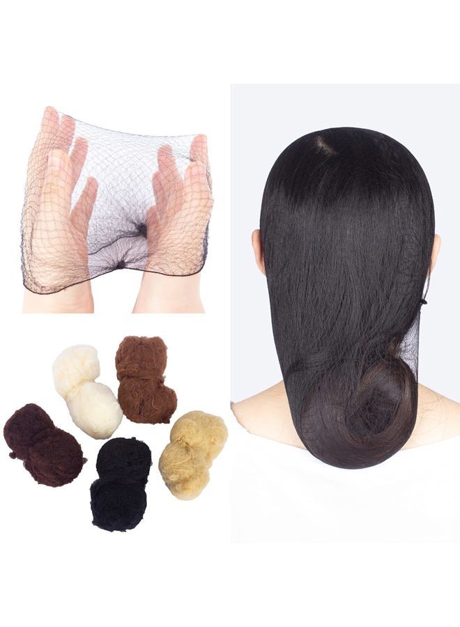 WeKen شبكة شعر سوداء 24 قطعة عبوة فردية 20" حافة مرنة غير مرئية لشبكة كعكة الشعر لخدمة الطعام وكعكة الباليه ونوم النساء والشعر المستعار - Image 5