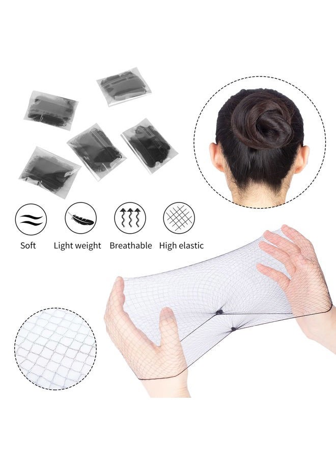 WeKen شبكة شعر سوداء 24 قطعة عبوة فردية 20" حافة مرنة غير مرئية لشبكة كعكة الشعر لخدمة الطعام وكعكة الباليه ونوم النساء والشعر المستعار - Image 4