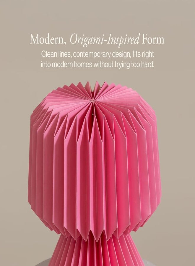 FIG Living Ori Table Lamp for Living Room Decoration, Bedroom, Study and Gifting | Origami Design Lampshade | Premium Laminated Paper - Dust and Water Resisant | Ambient Night Lamp (Mini Pink) - Image 5