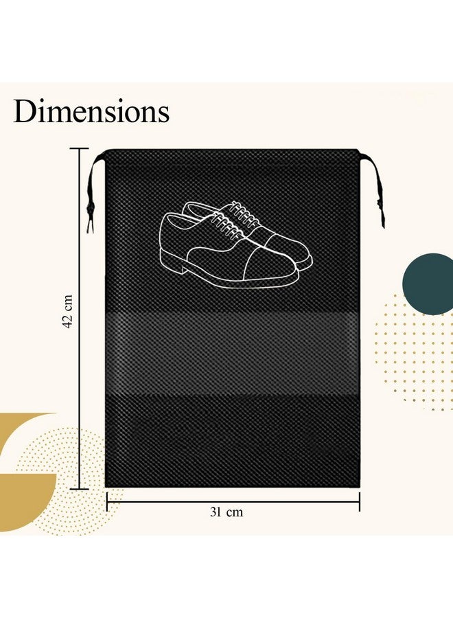 XML Shoe Bag Pouch Cover for Travel Gym Storage Organizer Accessories Non-Woven for Men & Women Multipurpose Travelling Essentials-(Pack OF-3/BLACK) - Image 2