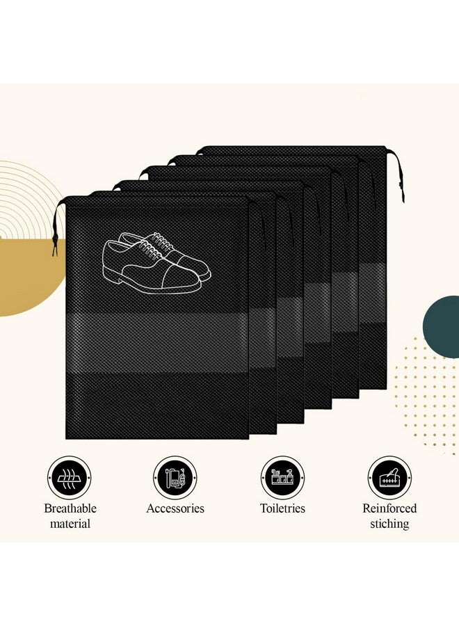 XML Shoe Bag Pouch Cover for Travel Gym Storage Organizer Accessories Non-Woven for Men & Women Multipurpose Travelling Essentials-(Pack OF-3/BLACK) - Image 5