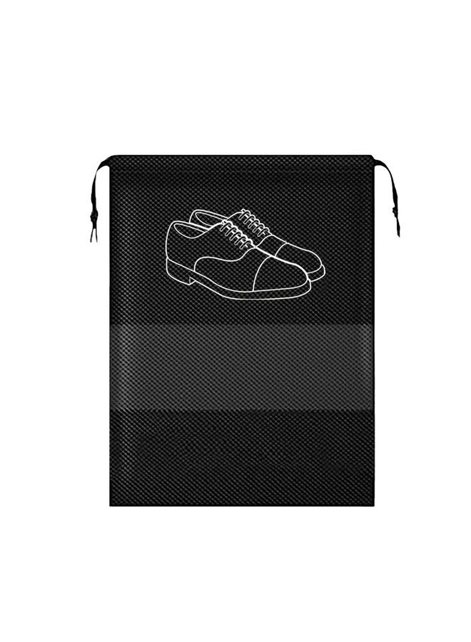 XML Shoe Bag Pouch Cover for Travel Gym Storage Organizer Accessories Non-Woven for Men & Women Multipurpose Travelling Essentials-(Pack OF-3/BLACK) - Image 1
