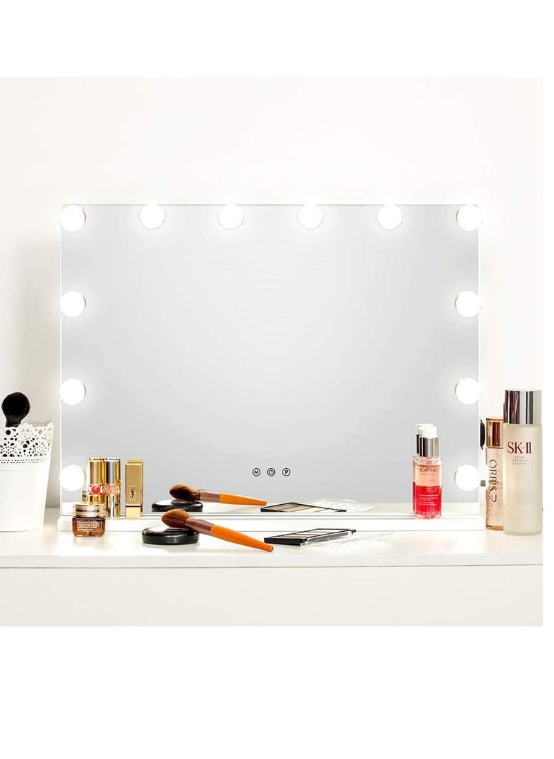 MAYLAN LED Lighted Makeup Vanity Mirror Hollywood Style Tabletop Mirrors for Makeup Dressing Table with 12 Dimmable Light  - Image 1