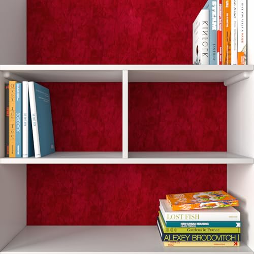 Decotalk Velvet Wallpaper Red Velvet Peel and Stick Wallpaper Felt Fabric Wall Paper Red 15.7x120 Inch Self Adhesive Velvets for Jewelry Box Drawer Felt Lining Solid Color Peel and Stick Flocking - Image 3