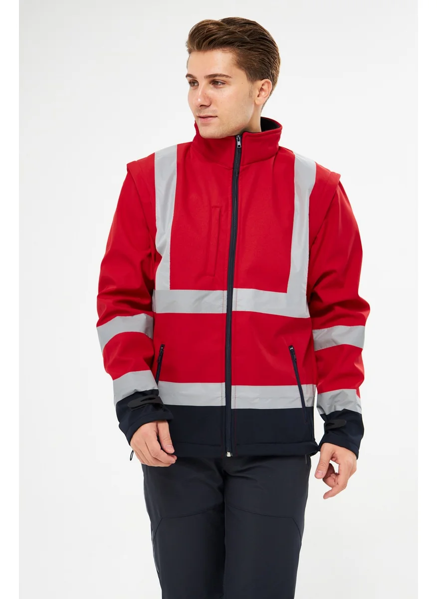 Orange Safety Softshell Jacket Reflective