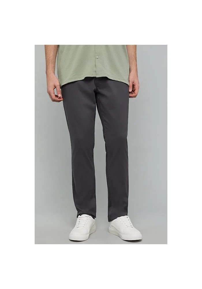 أر أند بي Solid Slim Fit Pants with Button Closure