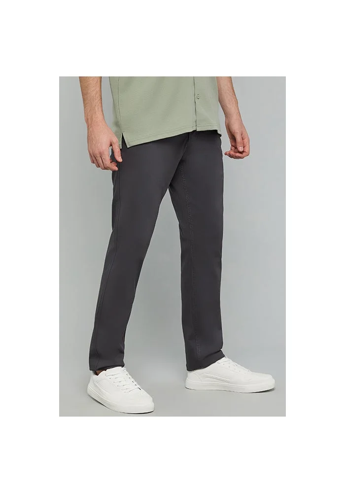 R&b  Solid Slim Fit Pants with Button Closure for Men | Best Price UAE