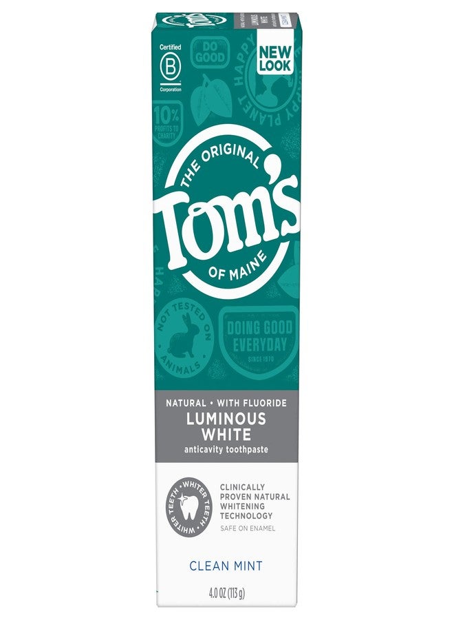 Tom's of Maine Natural Luminous White Toothpaste with Fluoride, Clean Mint, 4.7 oz. (Packaging May Vary) - Image 1