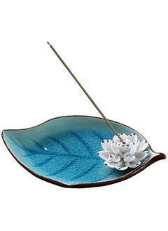 Generic Sky Blue Ceramic Lotus Leaf Incense Holder Tray for Sticks Ash Catcher Decorative Burner  - Image 1