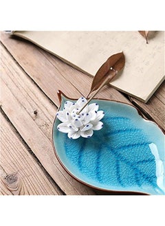 Generic Sky Blue Ceramic Lotus Leaf Incense Holder Tray for Sticks Ash Catcher Decorative Burner  - Image 4
