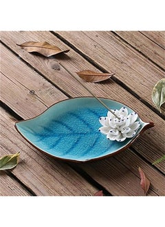 Generic Sky Blue Ceramic Lotus Leaf Incense Holder Tray for Sticks Ash Catcher Decorative Burner  - Image 5