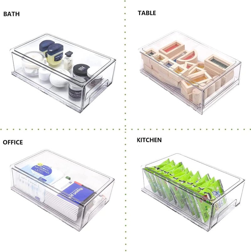 MANO Stackable Refrigerator Drawers Pull Out Clear Fridge Drawer Organizer Bins Divided Storage Box Plastic Food Containers Set for Pantry Kitchen Cabinet Dresser Clothes - Image 4