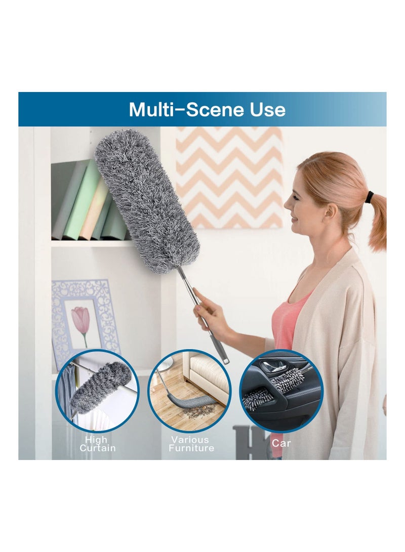 إسكدنيا Dusters for Cleaning High Ceiling Fan Microfiber Duster with Extension Pole 30-100 Inches Retractable Gap Dust Brush Cleaner Long Feather Duster for Cleaning Cobweb Blinds Furniture  - Image 2