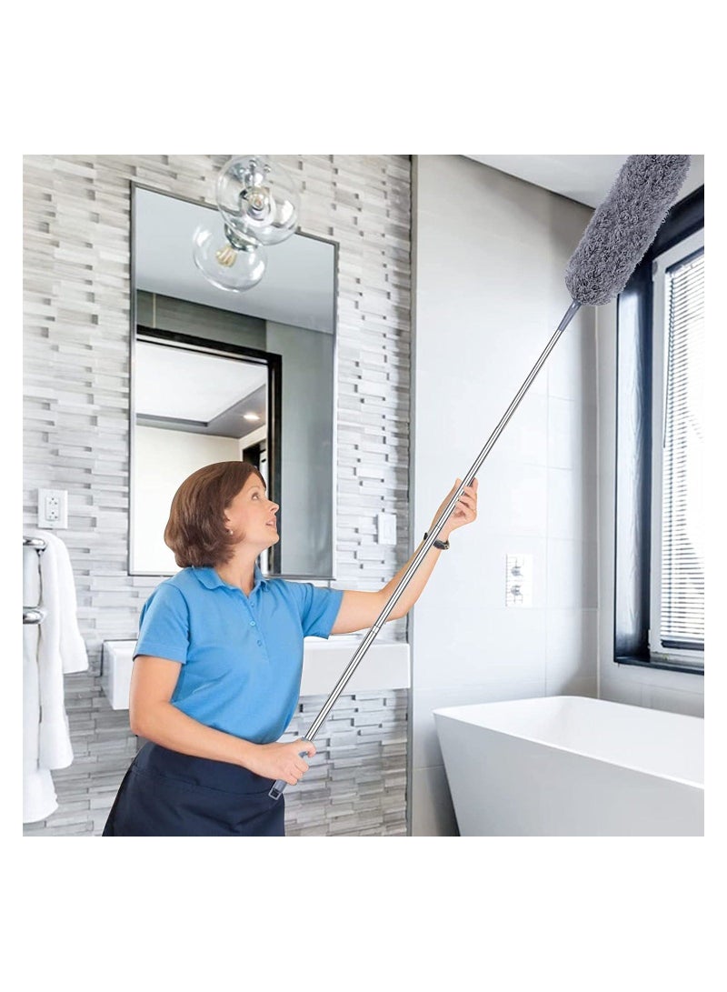 إسكدنيا Dusters for Cleaning High Ceiling Fan Microfiber Duster with Extension Pole 30-100 Inches Retractable Gap Dust Brush Cleaner Long Feather Duster for Cleaning Cobweb Blinds Furniture  - Image 4