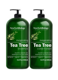NEW YORK BIOLOGY THE ULTIMATE COSMECEUTICALS Tea Tree Shampoo and Conditioner Set Deep Cleansing for Relief of Dandruff Dry and Itchy Scalp Therapeutic Grade Helps Promote Hair Growth 500ml  - Image 1