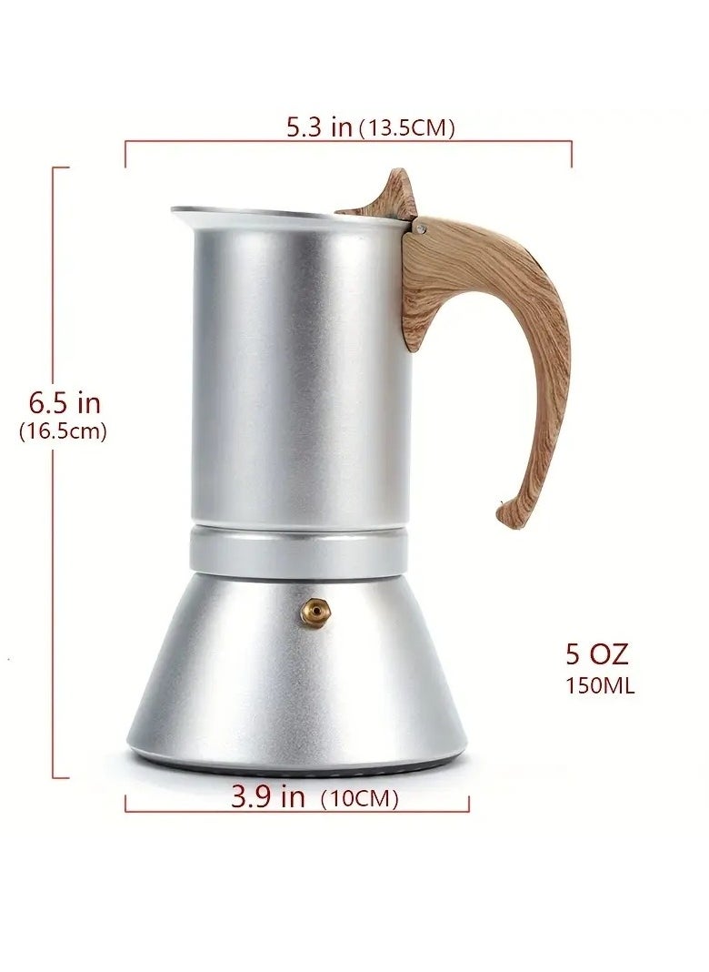 Gonice - 1pc/150ml, Portable Lace-up Moka Pot - Manual Coffee Maker forHome and Travel - Aluminum Coffee Pot with Electromagnetic Stove -Perfect for Coffee Lovers - Image 1