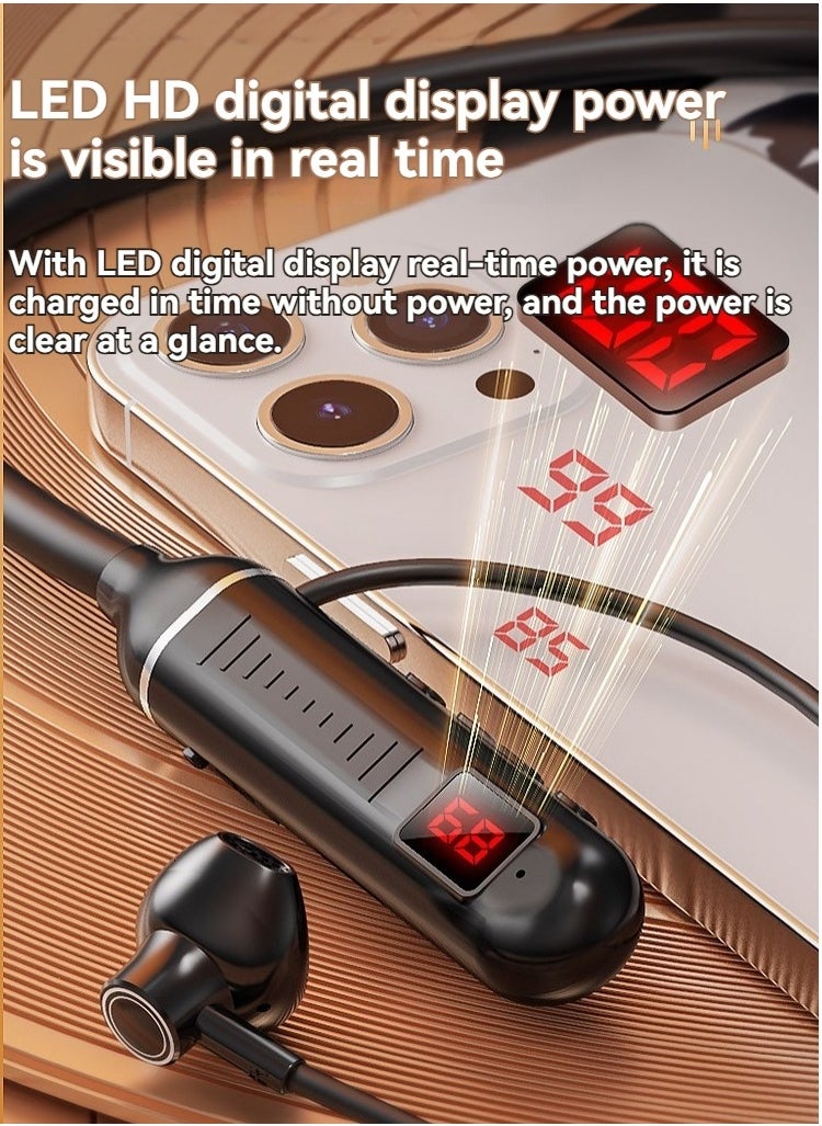 Generic New neck-mounted wireless Bluetooth headset with digital display and ultra-long standby in-ear wireless sports headset (red)  - Image 2
