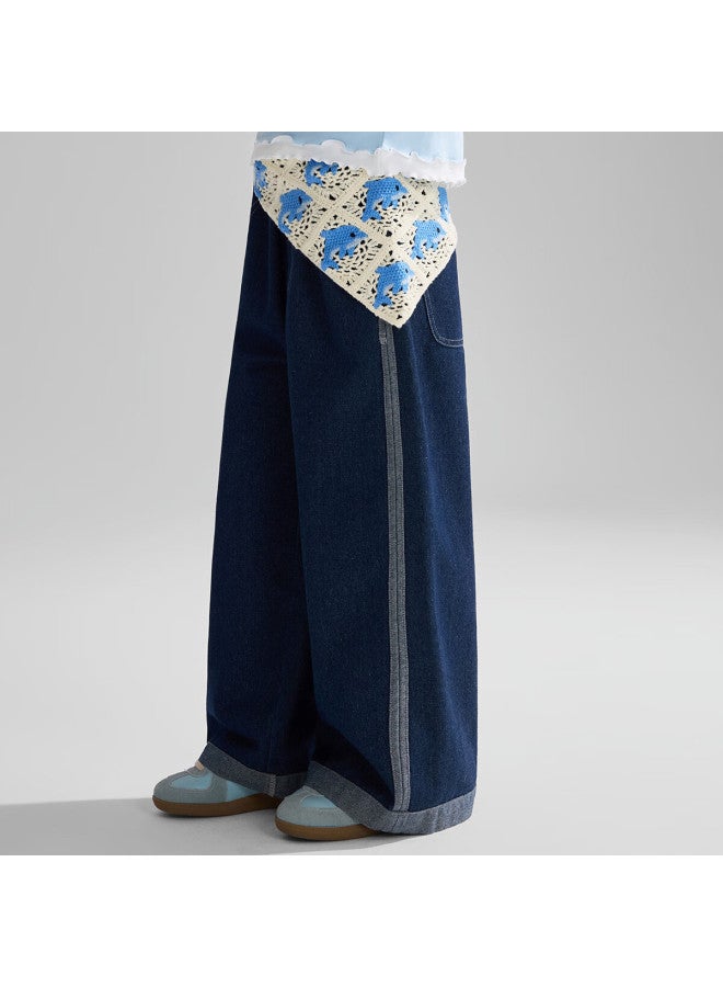 Ask Junior Children's Pants, Spring New Arrival, Big Kids Contrasting Color Soft Jeans, Girls' Straight-leg Pants, Casual Trousers