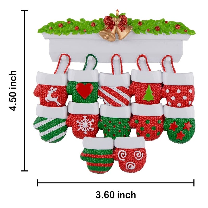 MAXORA Personalized Mitten Family of 12 Christmas Tree Ornament 2025 Family Tradition Christmas Keepsake Gift Collection for Parent, Grandparents, Kids, Grandchildren, Friends - Image 5