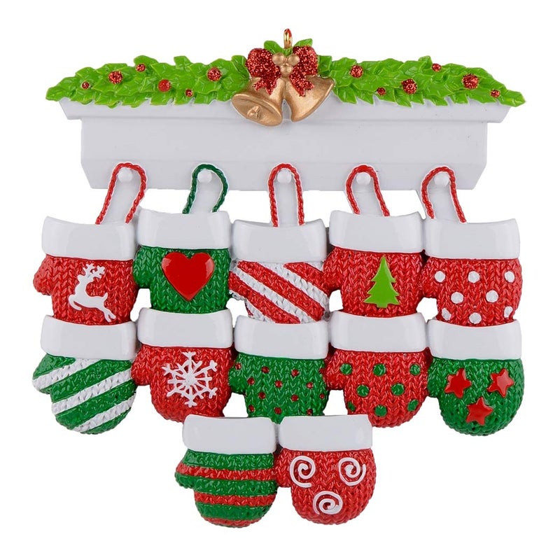 MAXORA Personalized Mitten Family of 12 Christmas Tree Ornament 2025 Family Tradition Christmas Keepsake Gift Collection for Parent, Grandparents, Kids, Grandchildren, Friends - Image 1