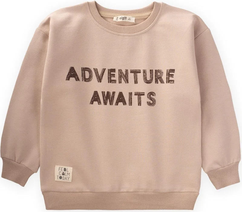 Cigit Adventure Printed Sweatshirt 2-10 Years Beige