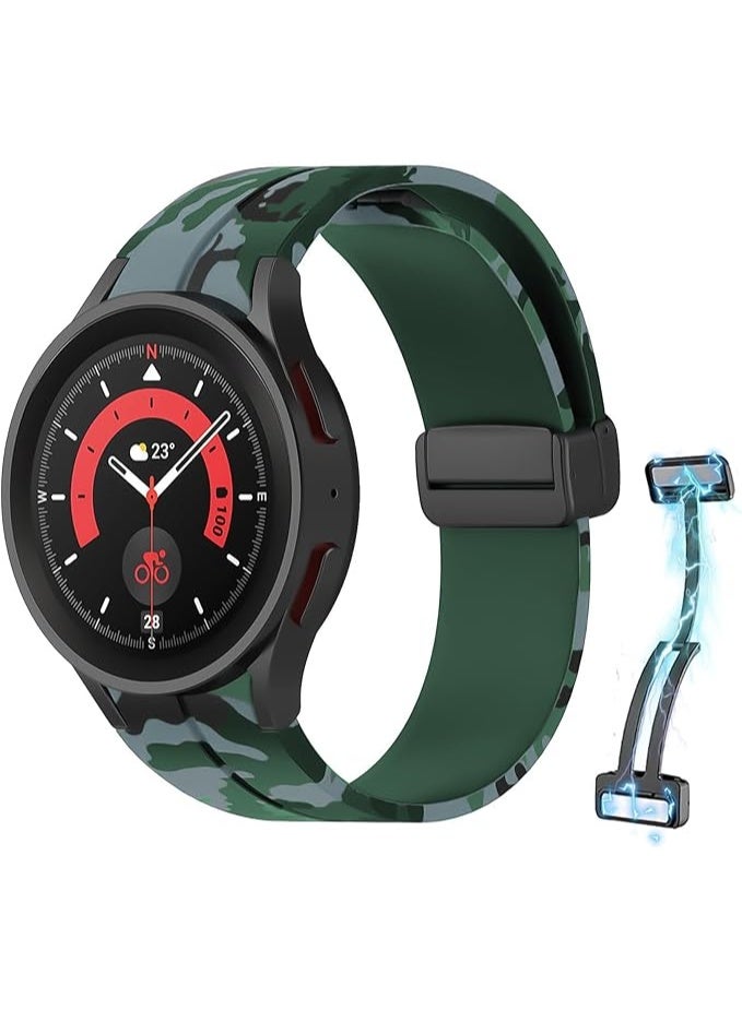 Silicone Strap Compatible with Samsung Galaxy Watch 6 Classic 47mm 43mm / Watch 5 Pro 45mm / Watch 7 FE / Watch 6 5 4 44mm 40mm / Watch 4 Classic 46mm 42mm, Soft Replacement Band with No-Gap Buckle - Image 1