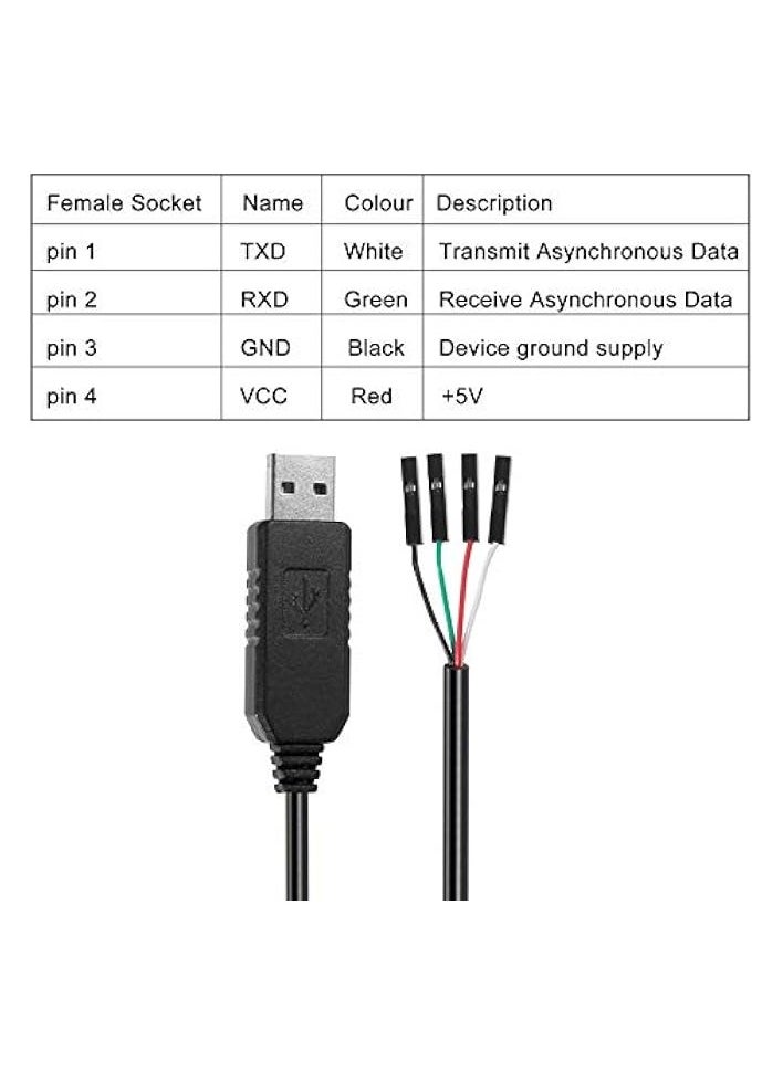 erorex - USB to TTL Serial Adapter 3.3V Debug Cable, USB to RS232 TTL Converter 4 Pin Female Socket Download Cable (PL2303HX Cable) - Image 1