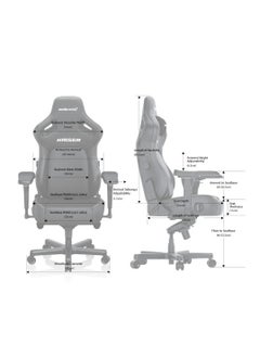 Anda Seat AndaSeat Kaiser 4 Series, XL, Linen Fabric, Ash Grey | AD12YDDC-XLL-20-G-CF  - Image 5
