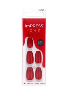 Kiss Impress Color Nails Medium Coffin- Reddy or Not IMC510C
