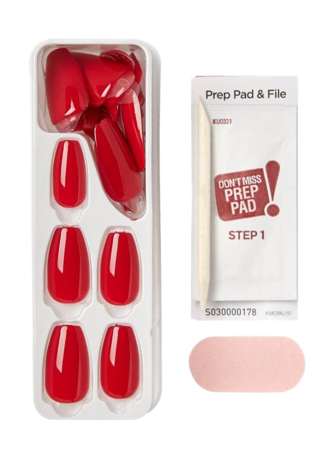 KISS - Kiss Impress Color Nails Medium Coffin- Reddy or Not IMC510C - Image 1