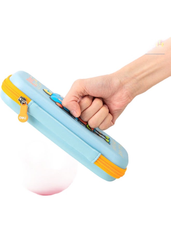 Deli Elementary School Pencil Case, Eva Large Capacity Stationery Box, Robot Cartoon Series, Crush-Resistant And Drop-Resistant Pencil Case, Lightweight And Waterproof Pencil Pouch, Light Blue - Image 3