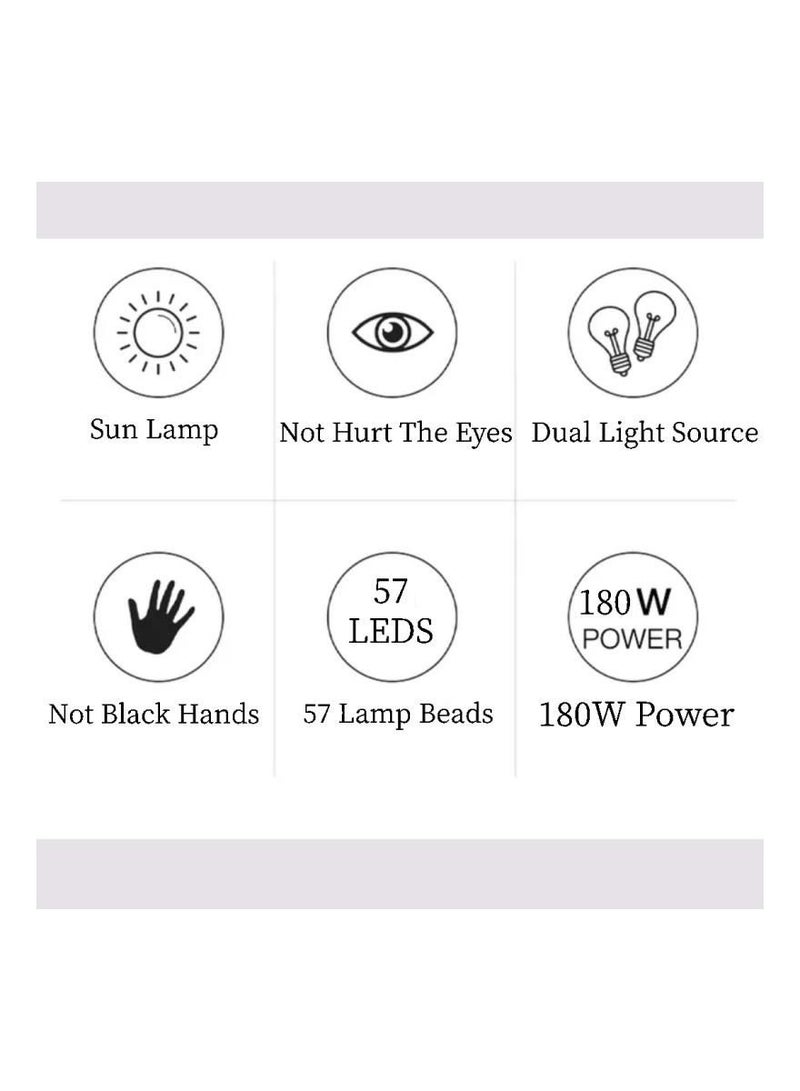 general 180W Professional UV LED Nail Lamp for Double Hands, with 57 Lamp Beads, Autor Sensor and 4 Timers LCD Display for Salon and Home Use - Image 4