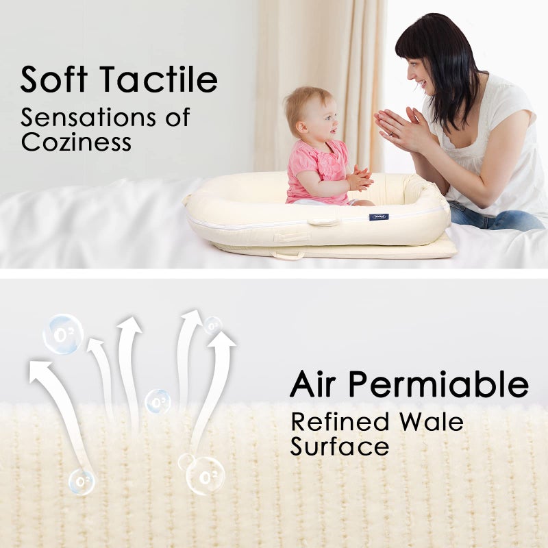 MEXXI Corduroy Baby Nest Cover for Dockatot Deluxe+ Docks | MEXXI Hypoallergenic Cotton Newbon Lounger Cover (Cover Only) (Beige) - Image 4