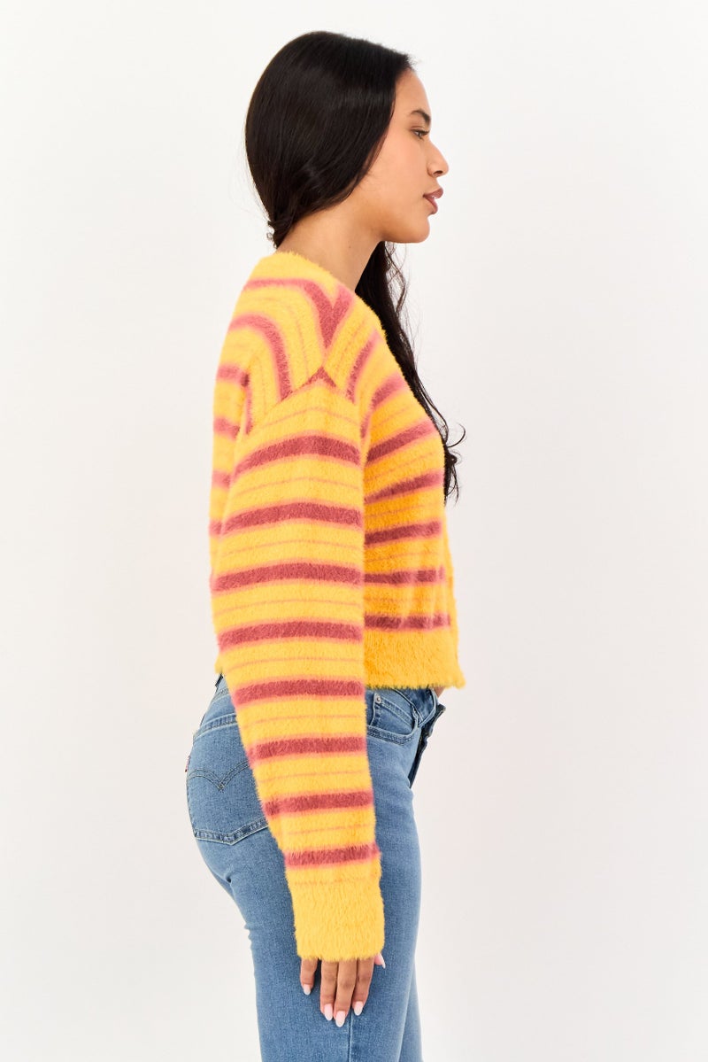 Levi's Women Round Neck Stripe Cardigan, Multicolor - Image 4