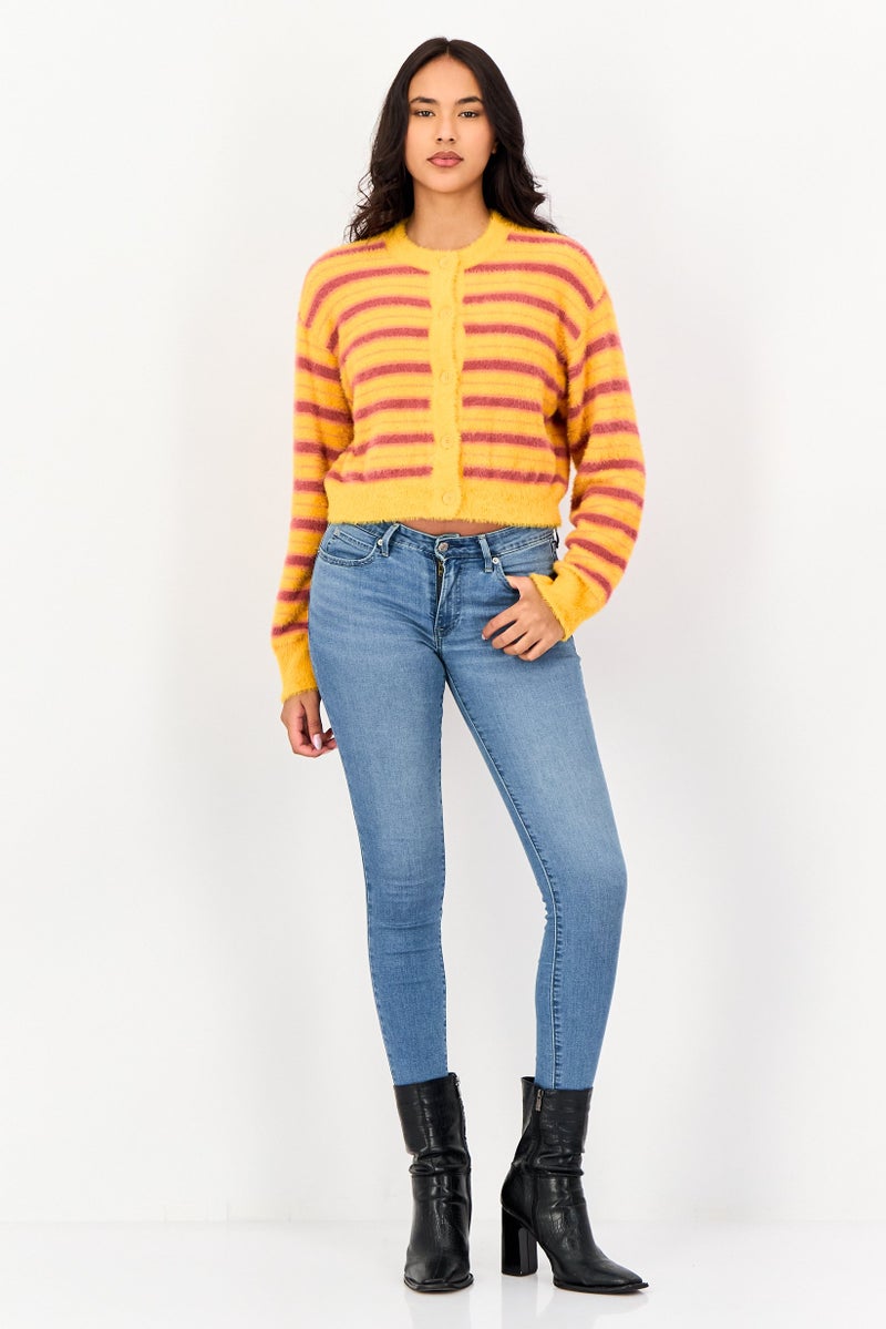 Levi's Women Round Neck Stripe Cardigan, Multicolor - Image 2