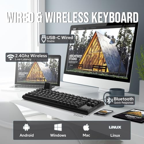 EPOMAKER RT80 75% Wireless Gaming Keyboard with Touch Screen and Mini Display, Tri-Mode Mechanical Keyboard, Hot-swap, Creamy Sound, NKRO for Office Game (Black, Wisteria Linear Switch) - Image 3