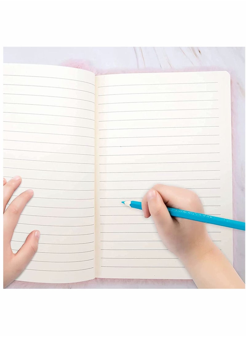 Y&D - Plush Cat Diary Notebook, Cute Fluffy Pink Journal Set for Kids Girls Secret Diaries Writing and Drawing, Office Supplies,160 Pages - Image 1
