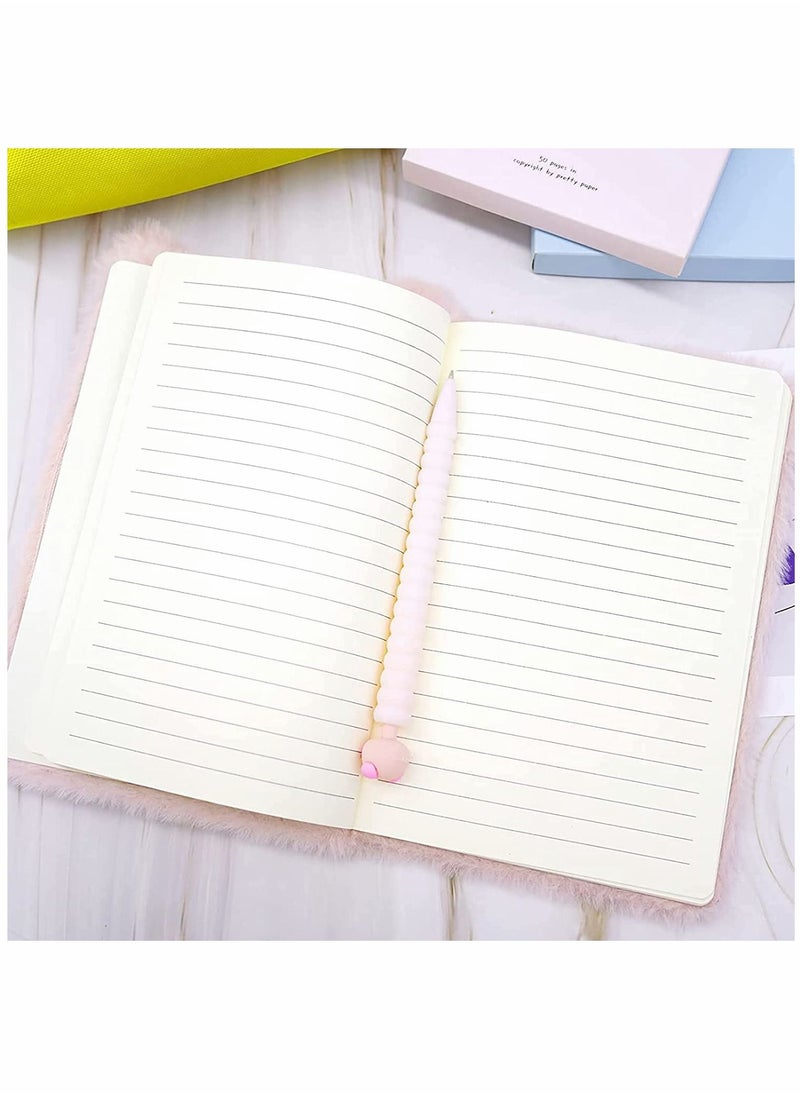 Y&D - Plush Cat Diary Notebook, Cute Fluffy Pink Journal Set for Kids Girls Secret Diaries Writing and Drawing, Office Supplies,160 Pages - Image 1