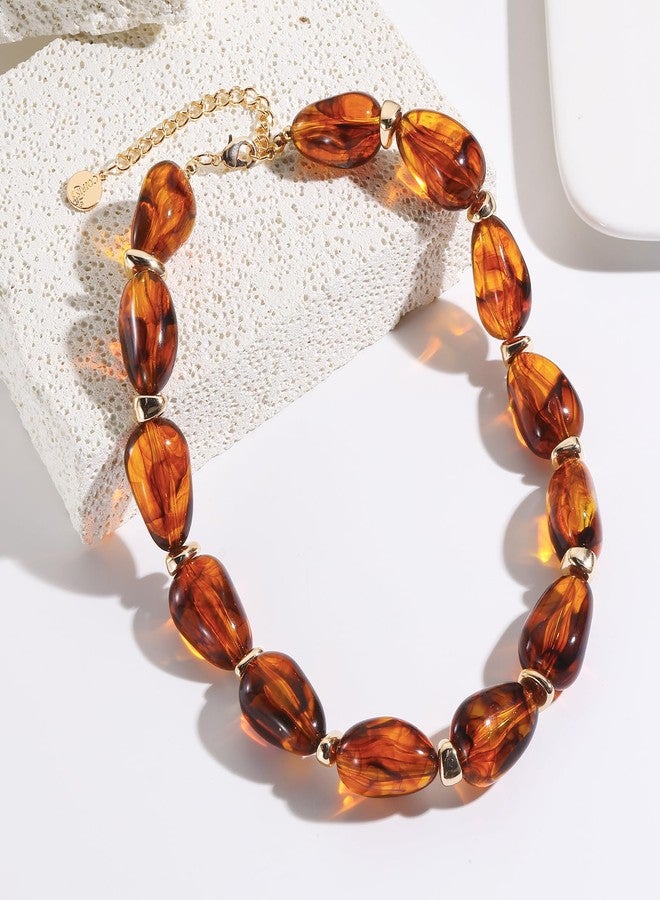 Coiris Chunky Beaded Necklaces for Women Resin Statement Handmade Colorful Large Beads Boho Choker Necklace Jewelry for Women - Image 4