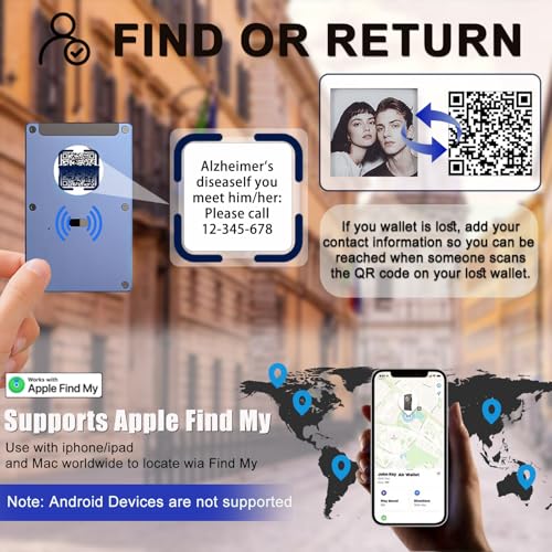 HPSH Smart Metal Wallet with Custom 4Color EInk Screen DoubleTap to Show Contact Info Builtin Find My Tracker iOS Only RFIDBlocking Metal Design Holds 12 Cards Removable Cash Clip - Image 3