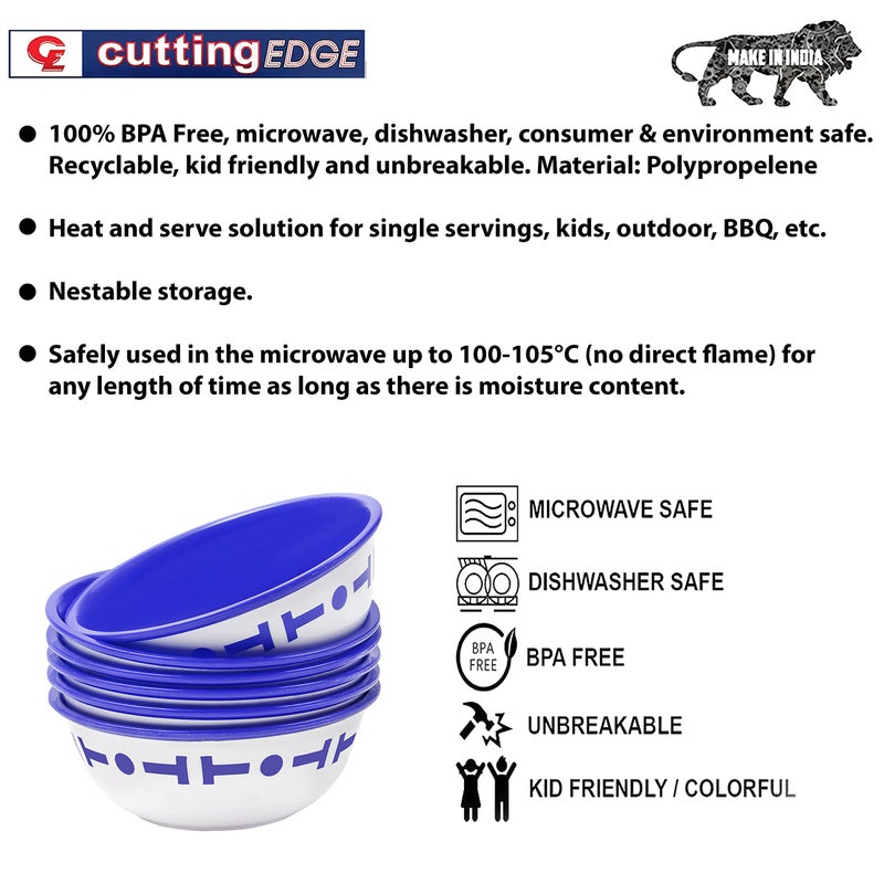 Cutting EDGE Double Color Big Bowl for Snacks, Kitchen, Serving Food, Plastic Bowl 300ml Capacity Pack of 6 Blue - Image 2