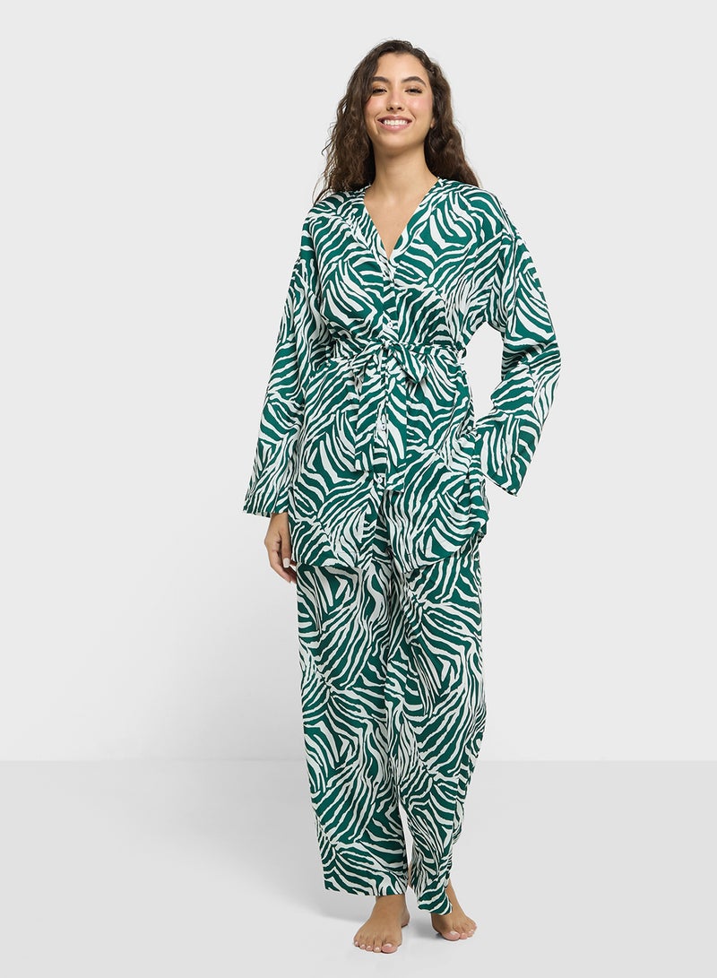 Ginger Animal Print Oversize Shirt & Pant Co-ord Set - Image 1